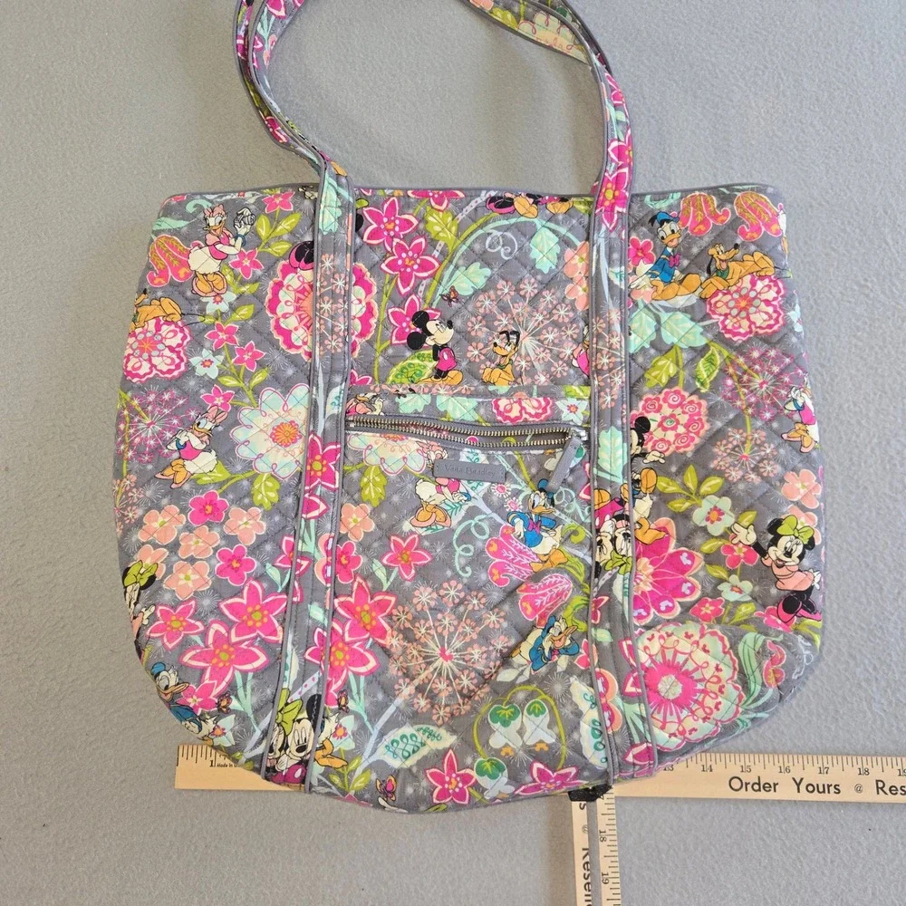 Vera Bradley Tote Disney Parks Women Large Gray Mickey's Whimsical Paisley Quilt